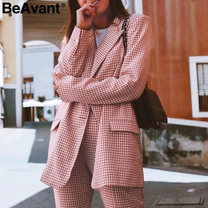 Elegant Plaid Women Blazer